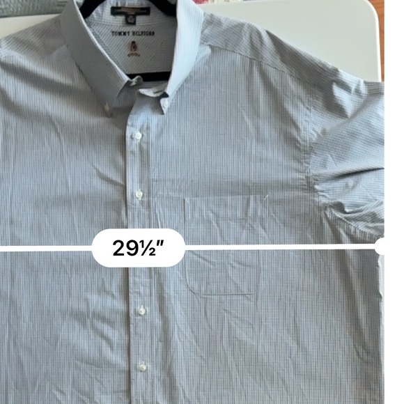 Tommy Hilfiger Big‎ Mens Button Down Shirt Gray Plaid Check Long Sleeve 19 34/35 - Picture 9 of 13